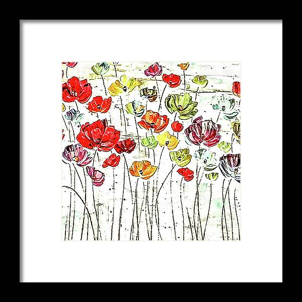 Mixed Media Framed Print featuring the mixed media Flower Stems 15 by Toni Somes