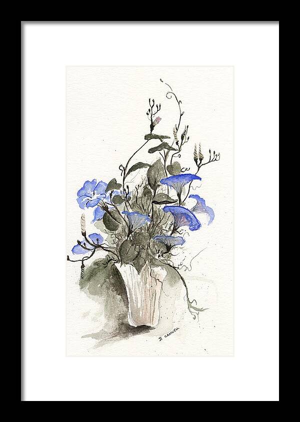 Blue Framed Print featuring the painting Flower study seventeen by Darren Cannell