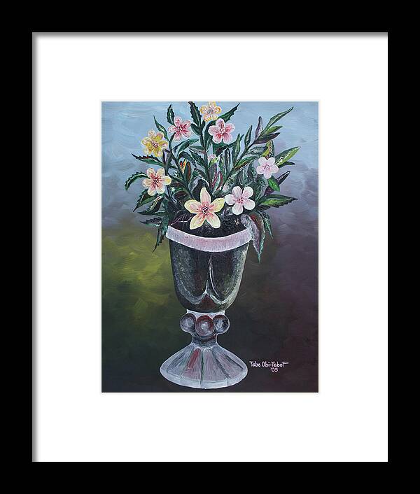 Flower Vase 2 Framed Print featuring the painting Flower Vase 2 by Obi-Tabot Tabe
