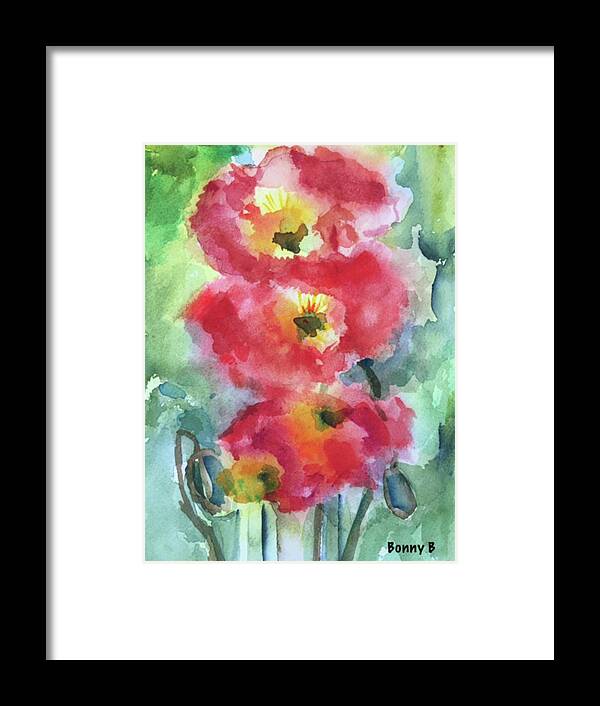 Floral Framed Print featuring the painting Trio by Bonny Butler