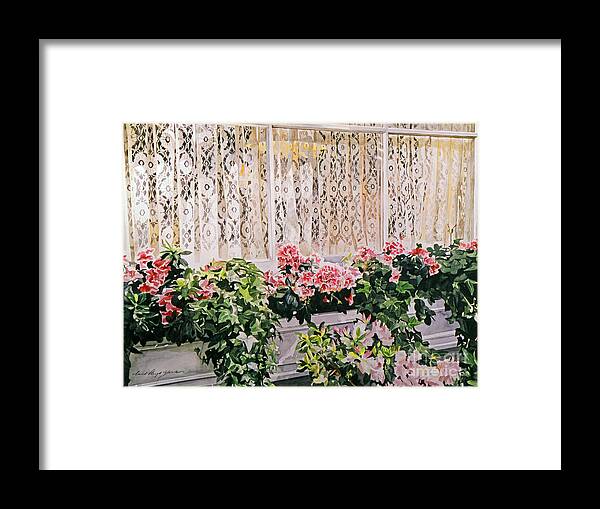 Flowers Framed Print featuring the painting Flowers and Lace by David Lloyd Glover