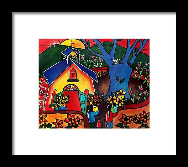 Church Framed Print featuring the painting Flowers for the Church #2 by Jan Oliver-Schultz