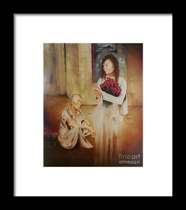 Vietnam Framed Print featuring the painting Flowers Seller by Eli Gross