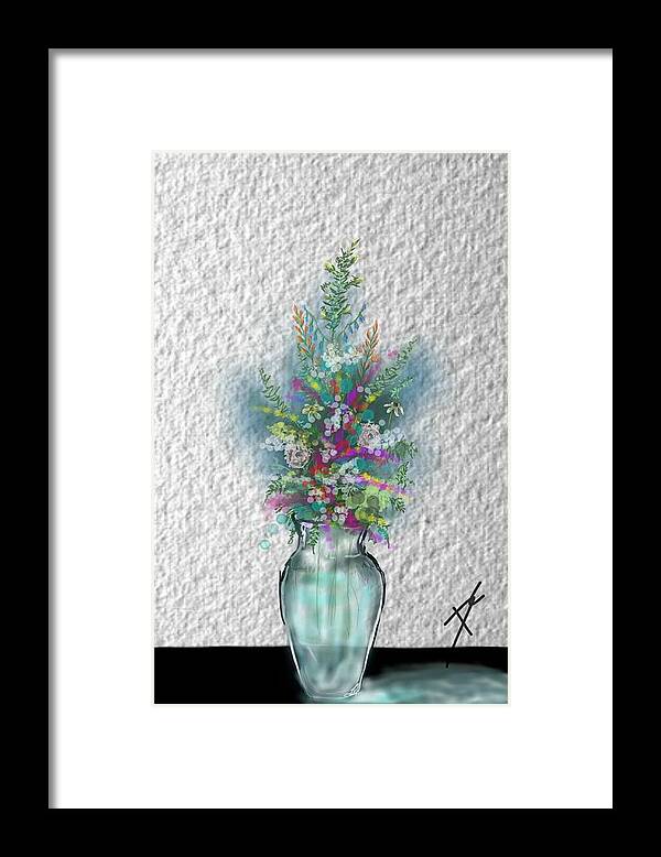 Vase Framed Print featuring the digital art Flowers study two by Darren Cannell
