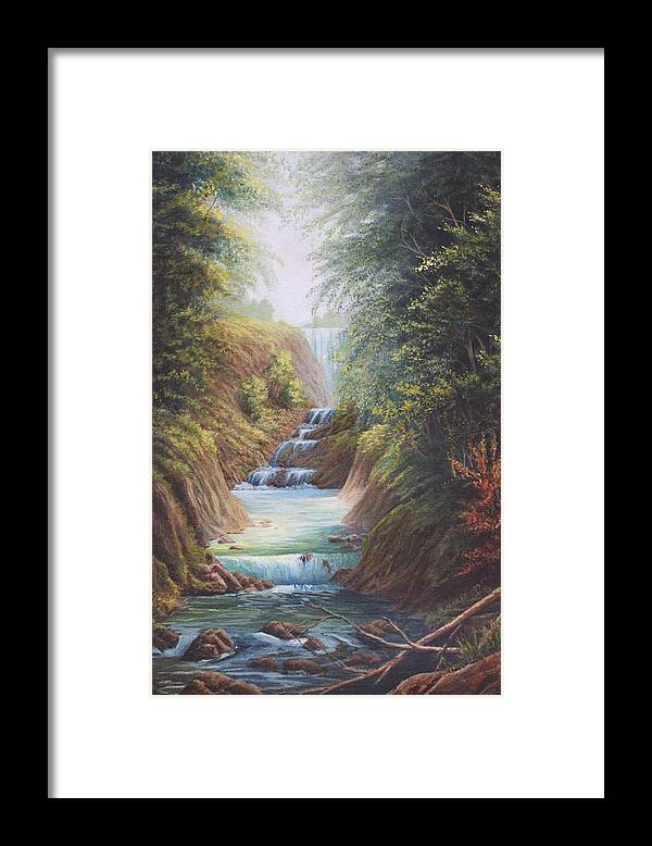 River Framed Print featuring the painting Flowing River by Diana Miller