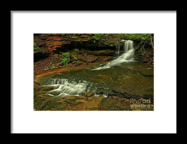 Cave Falls Framed Print featuring the photograph Flowing Through The Forbes State Forest by Adam Jewell