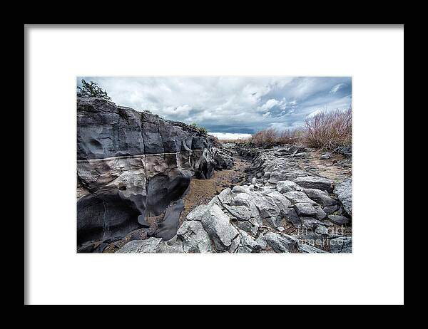 Black Magic Canyon Framed Print featuring the photograph Flowing to the Storm Idaho Journey Landscape Art by Kaylyn Franks by Kaylyn Franks