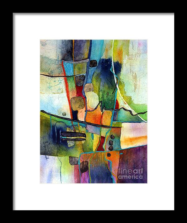 Abstract Framed Print featuring the painting Fluvial Mosaic by Hailey E Herrera
