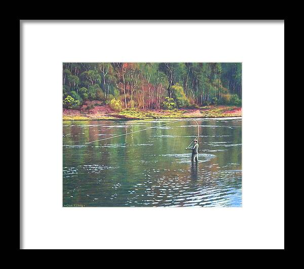 Fly Fishing Framed Print featuring the painting Fly fishing by Alan Kenny