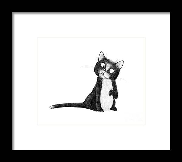 Cat Framed Print featuring the digital art Fly on Cat by Michael Ciccotello