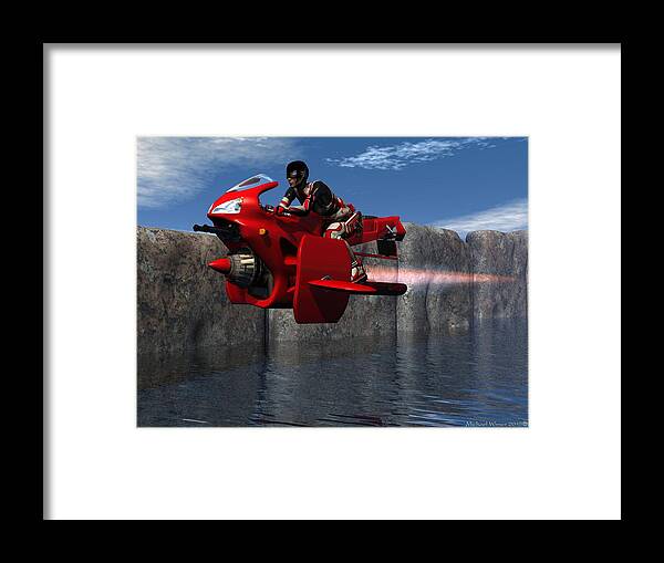 Digital Art Framed Print featuring the digital art Flying Along the Coastline by Michael Wimer
