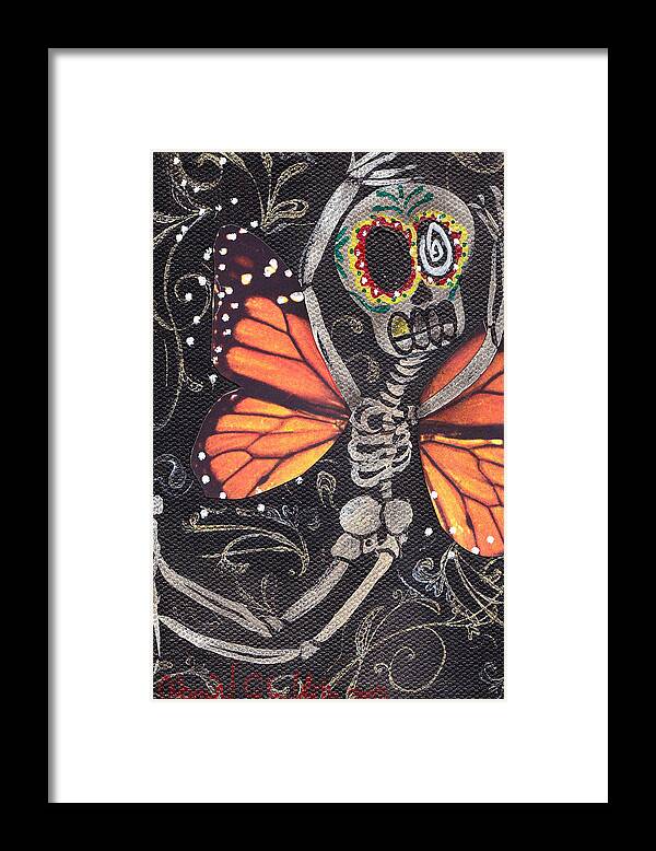 Day Of The Dead Framed Print featuring the painting Flying Away by Abril Andrade