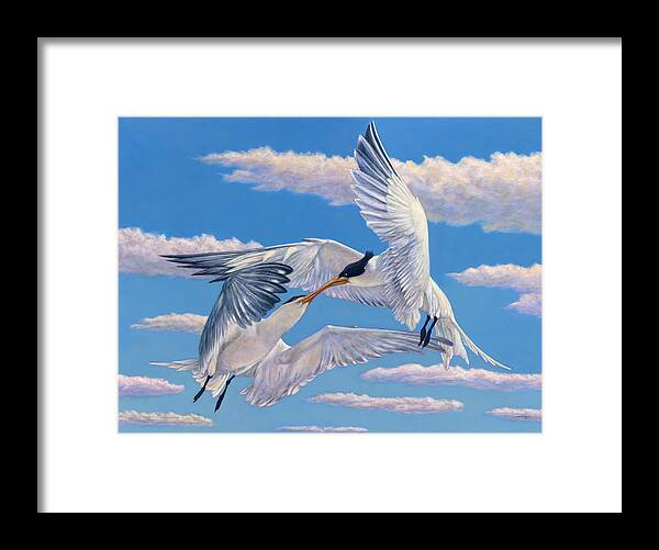 Flying Framed Print featuring the painting Flying Kiss by James W Johnson