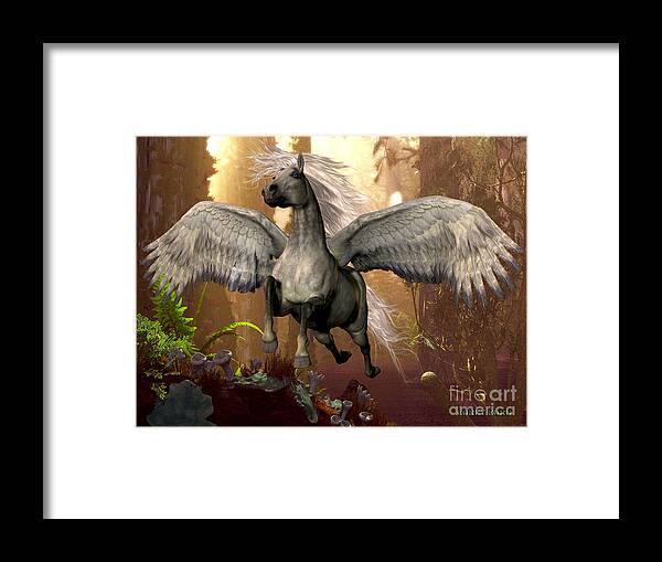 Pegasus Framed Print featuring the painting Flying Pegasus by Corey Ford