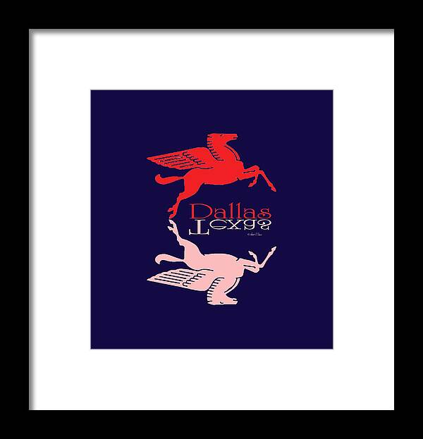  Framed Print featuring the digital art Flying Red Horse Dallas Texas Reflection T-Shirt by Robert J Sadler