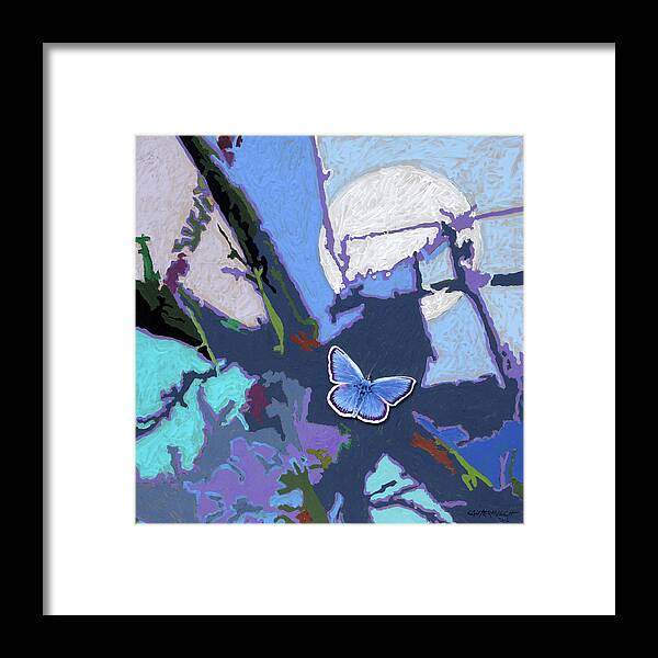 Moon Framed Print featuring the painting Flying Towards The Light by John Lautermilch