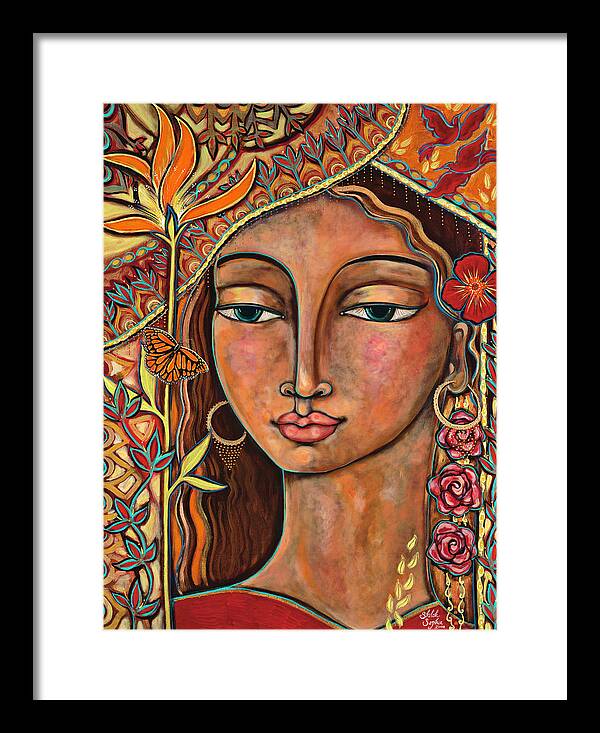Bird Framed Print featuring the painting Focusing On Beauty by Shiloh Sophia McCloud