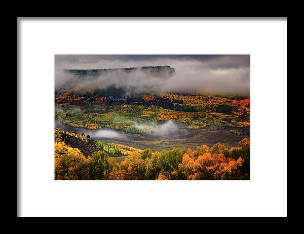 Aspen Framed Print featuring the photograph Fog and Clouds Over The Mesa by John De Bord