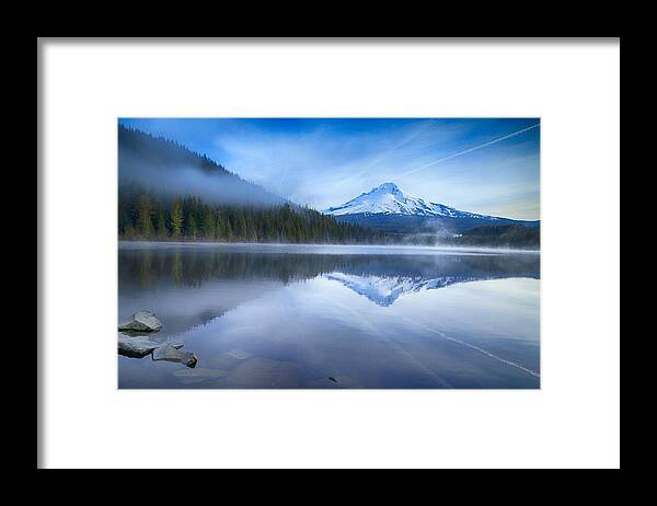 Fog And The Lake Framed Print featuring the photograph Fog and the lake by Lynn Hopwood