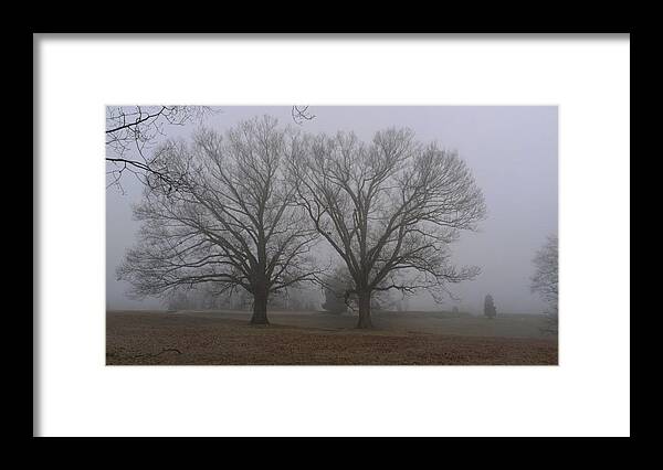 Fog Framed Print featuring the photograph Fog on the Yorktown Battlefield by Liza Eckardt