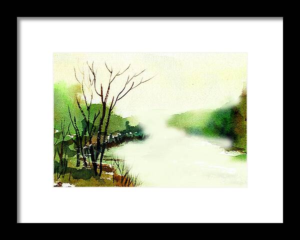 Water Color Framed Print featuring the painting Fog1 by Anil Nene