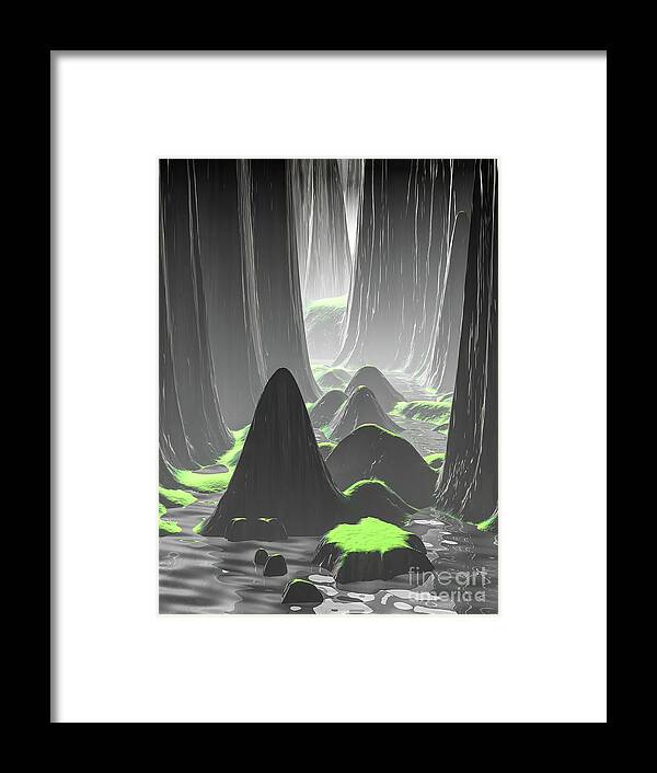 Canyon Framed Print featuring the digital art Foggy Canyon Walls by Phil Perkins