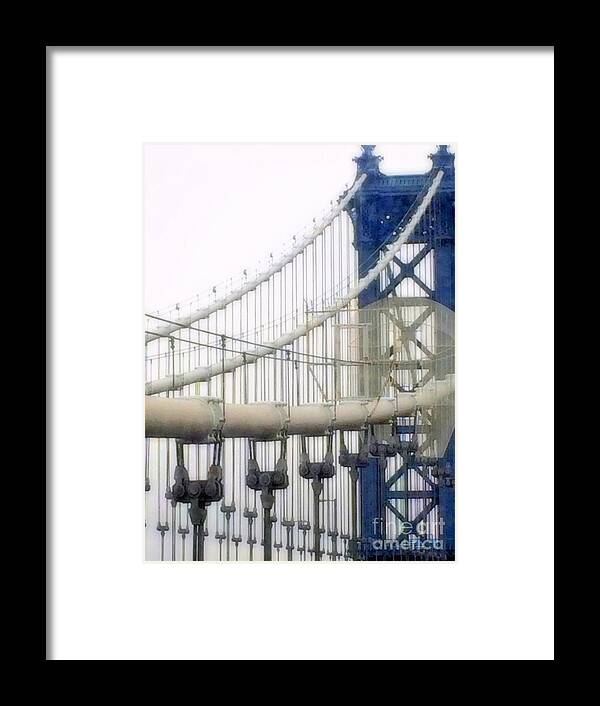 Double-decked Suspension Bridge Framed Print featuring the photograph Foggy Day by Jody Frankel 