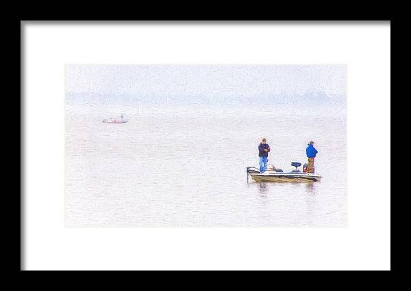 Art Prints Framed Print featuring the photograph Foggy Fishing Morning by Dave Bosse