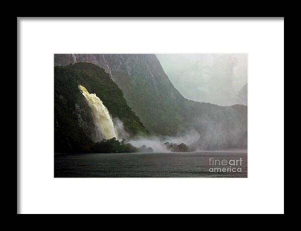 New Zealand Framed Print featuring the photograph Foggy Milford Sound New Zealand 4-1 by Stefan H Unger