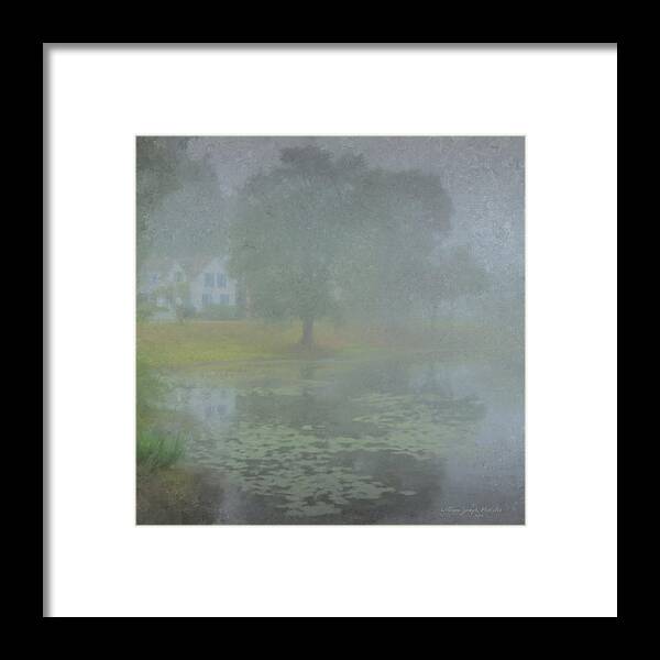 Foggy Framed Print featuring the painting Foggy Morning on Pond Street by Bill McEntee