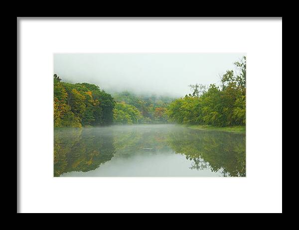 Autumn Framed Print featuring the photograph Foggy Reflections by Karol Livote