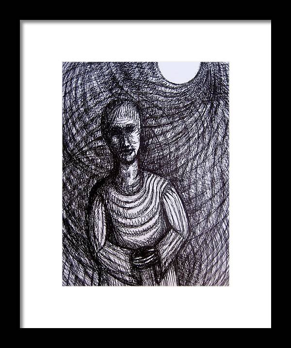 Ink Dawing Framed Print featuring the drawing Folds by Stephen Hawks