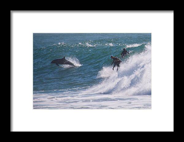 Dolphins Framed Print featuring the photograph Follow me by Peggy Zachariou