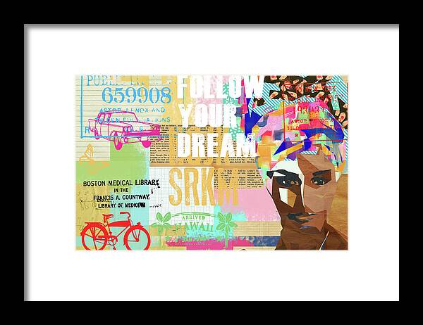 Follow Your Dream Framed Print featuring the mixed media Follow your dream Collage by Claudia Schoen
