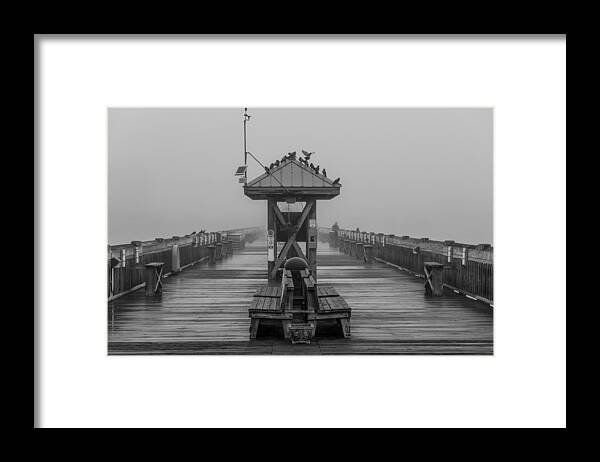 Charleston Framed Print featuring the photograph Folly Beach Pier Black and White by John McGraw