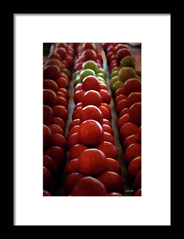 Tomatoes Framed Print featuring the photograph Food Tomatoes Marching Maters by Lesa Fine