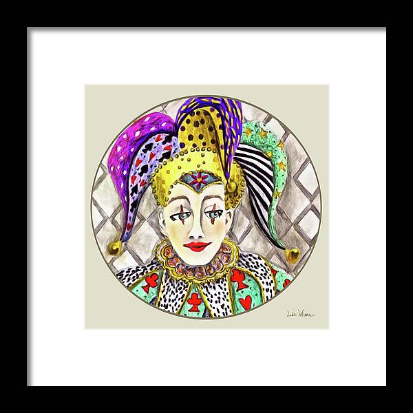 Lise Winne Framed Print featuring the painting Fools, Jester button by Lise Winne