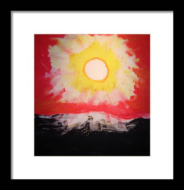Sun Framed Print featuring the painting Football Night in America by Jamie Wooten