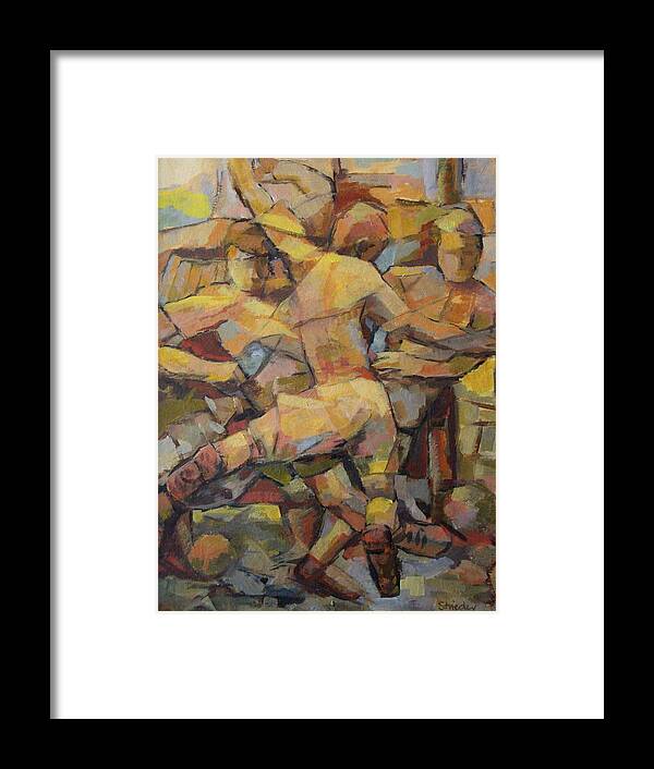Football Player Framed Print featuring the painting Football Player by Alfons Niex