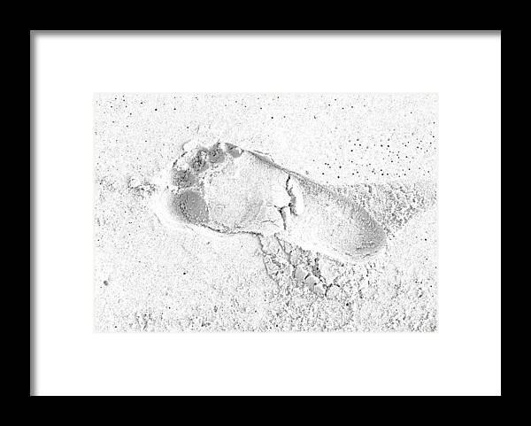 Footprint Framed Print featuring the photograph Footprint In The Sand by Patrick Kain