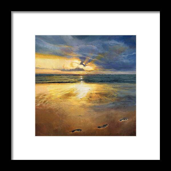 Footprints Framed Print featuring the painting Footprints by Helen Parsley