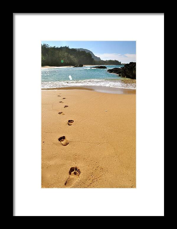 Hawaii Framed Print featuring the photograph Footprints in the sand by Sue Morris