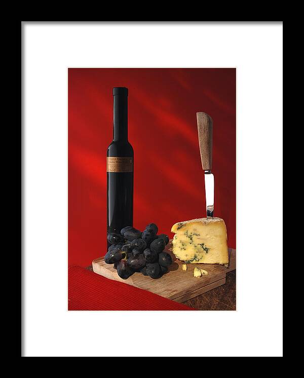 Still Life Cheese Wine Grape Framed Print featuring the photograph For Desert by Jon Daly