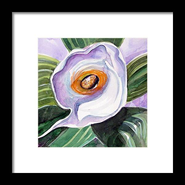 Floral Framed Print featuring the painting For Georgia O Keefe by Mindy Newman