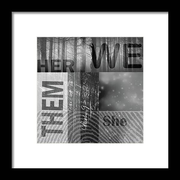 Feminist Abstract Framed Print featuring the digital art For Her by Nancy Merkle