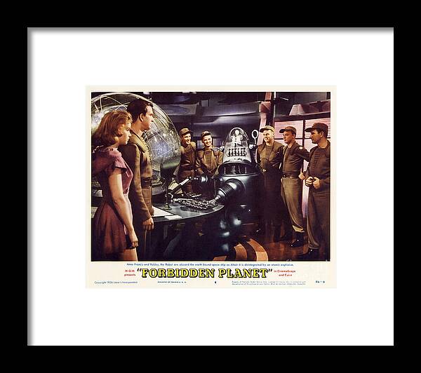 Forbidden Planet Framed Print featuring the photograph Forbidden Planet in CinemaScope retro classic movie poster landscape by Vintage Collectables