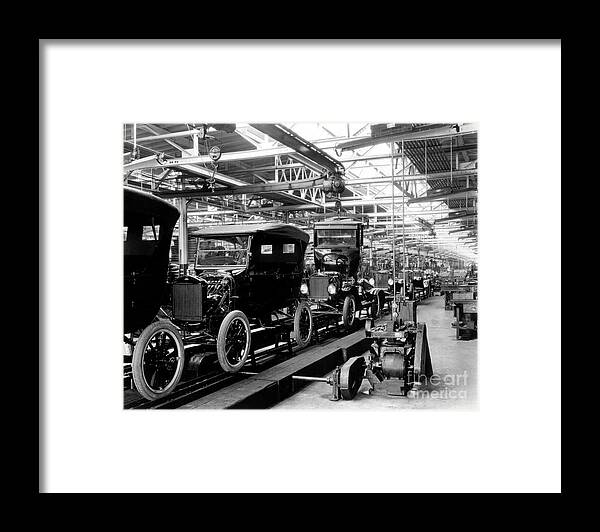 Technology Framed Print featuring the photograph Ford Model T Assembly Line, 1920s by Science Source