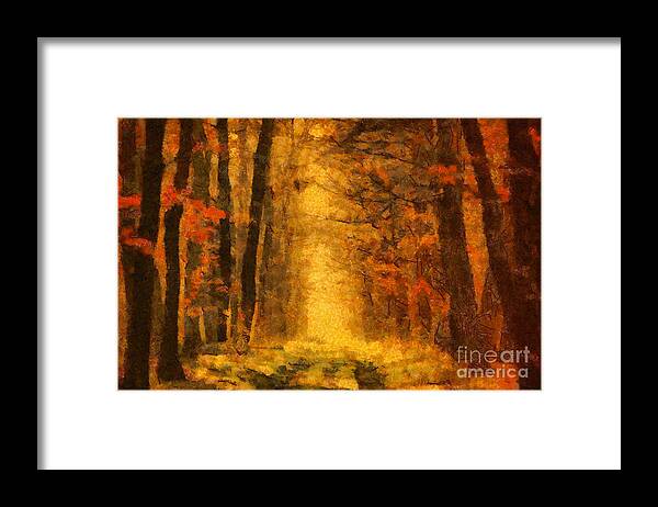 Painting Framed Print featuring the painting Forest Leaves by Dimitar Hristov