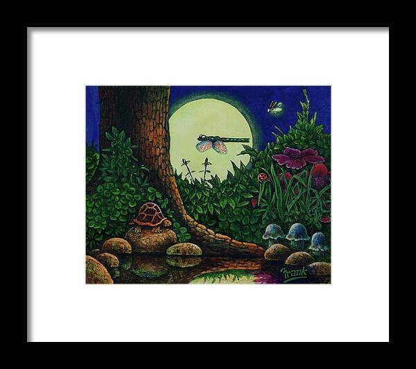 Full Moon Framed Print featuring the painting Forest Never Sleeps Chapter- Full Moon by Michael Frank