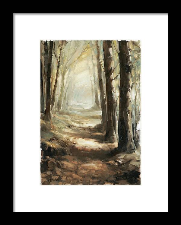 Forest Framed Print featuring the painting Forest Path by Steve Henderson